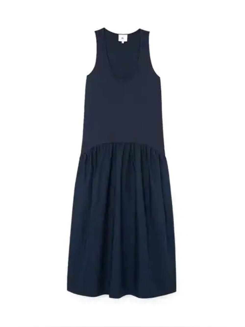 G. Label by Goop Shannon Dropped Waist Tank Dress Made in Italy Navy Sz 0